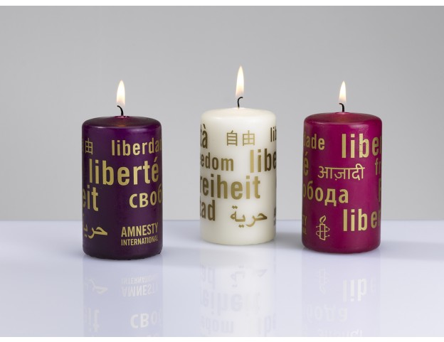 Kerzen 3er-Set - Aubergine / Himbeere / Creme