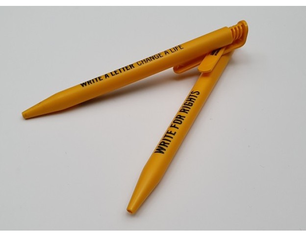 Kugelschreiber gelb "Write for rights"