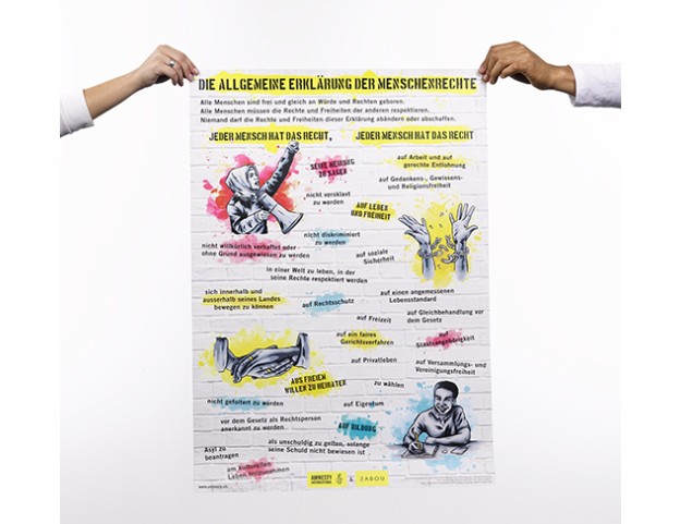 Poster: Allgemeine Erklärung der Menschenrechte in verschiedenen Sprachen