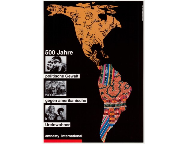 Vintage Poster: 500 Jahre Politische Gewalt gegen Amerikanische Ureinwohner in verschiedenen Sprachen