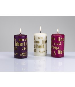 Kerzen 3er-Set - Aubergine / Himbeere / Creme