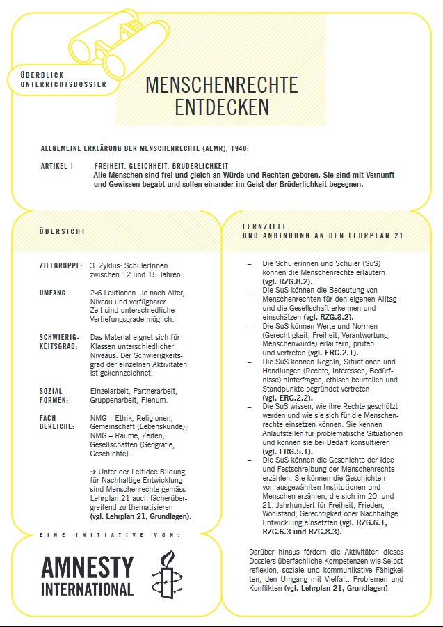 Unterrichtseinheit: Menschenrechte entdecken SEK I